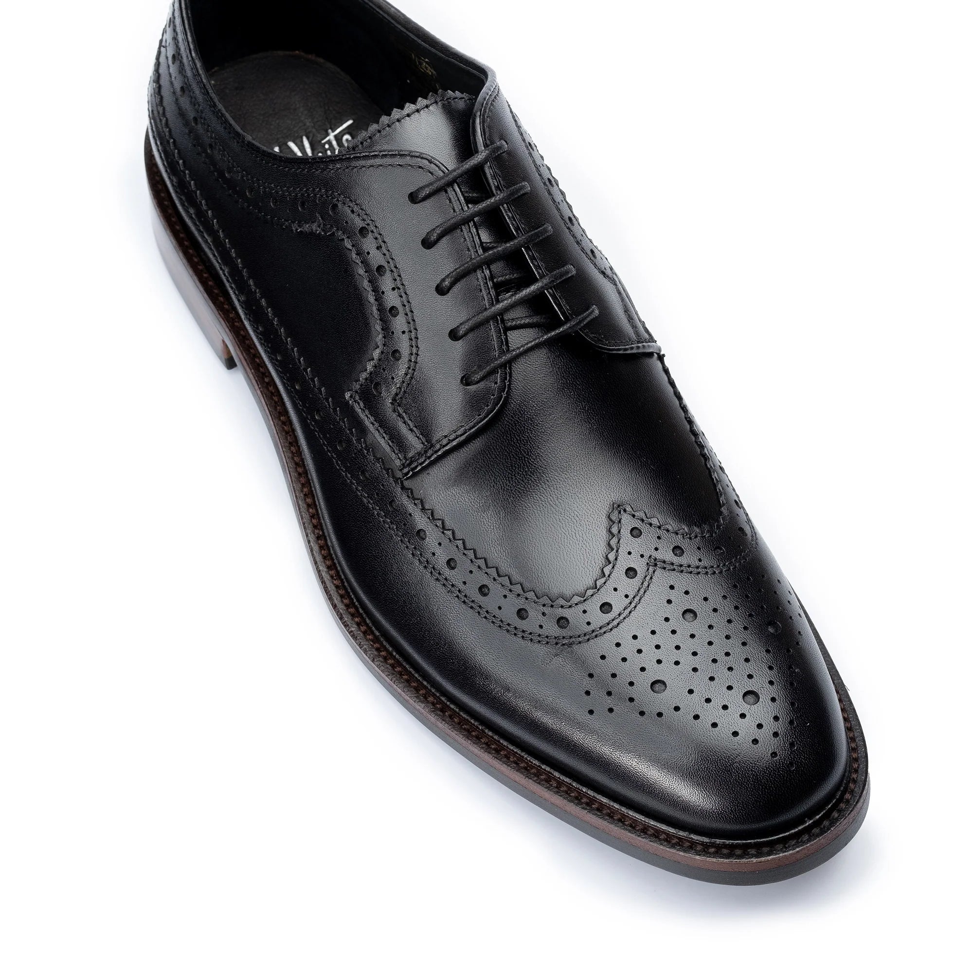 John White Mens Black Hogarth Brogue Shoes - Barucci