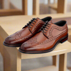 John White Mens Brown Hogarth Brogue Shoes - Barucci