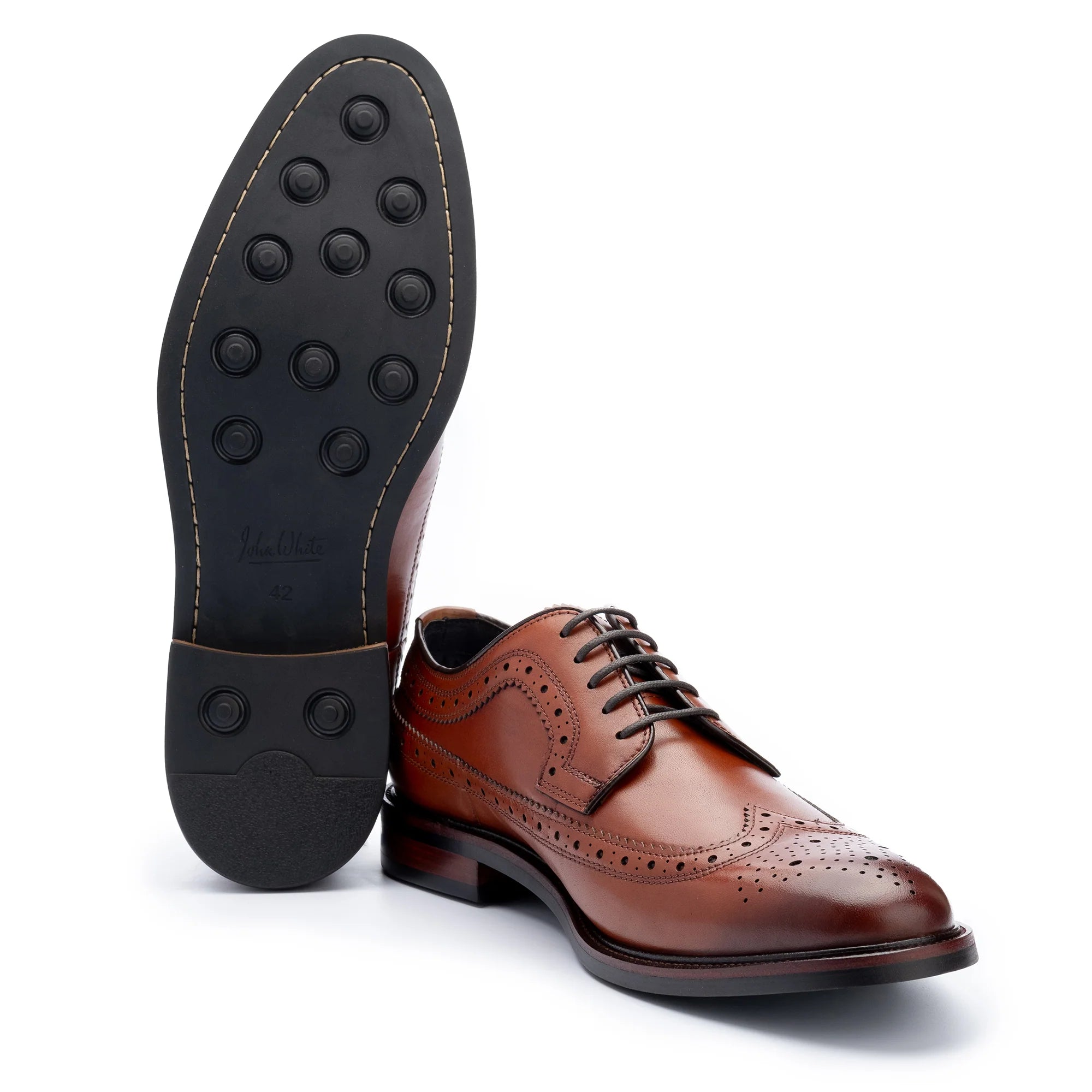 John White Mens Brown Hogarth Brogue Shoes - Barucci