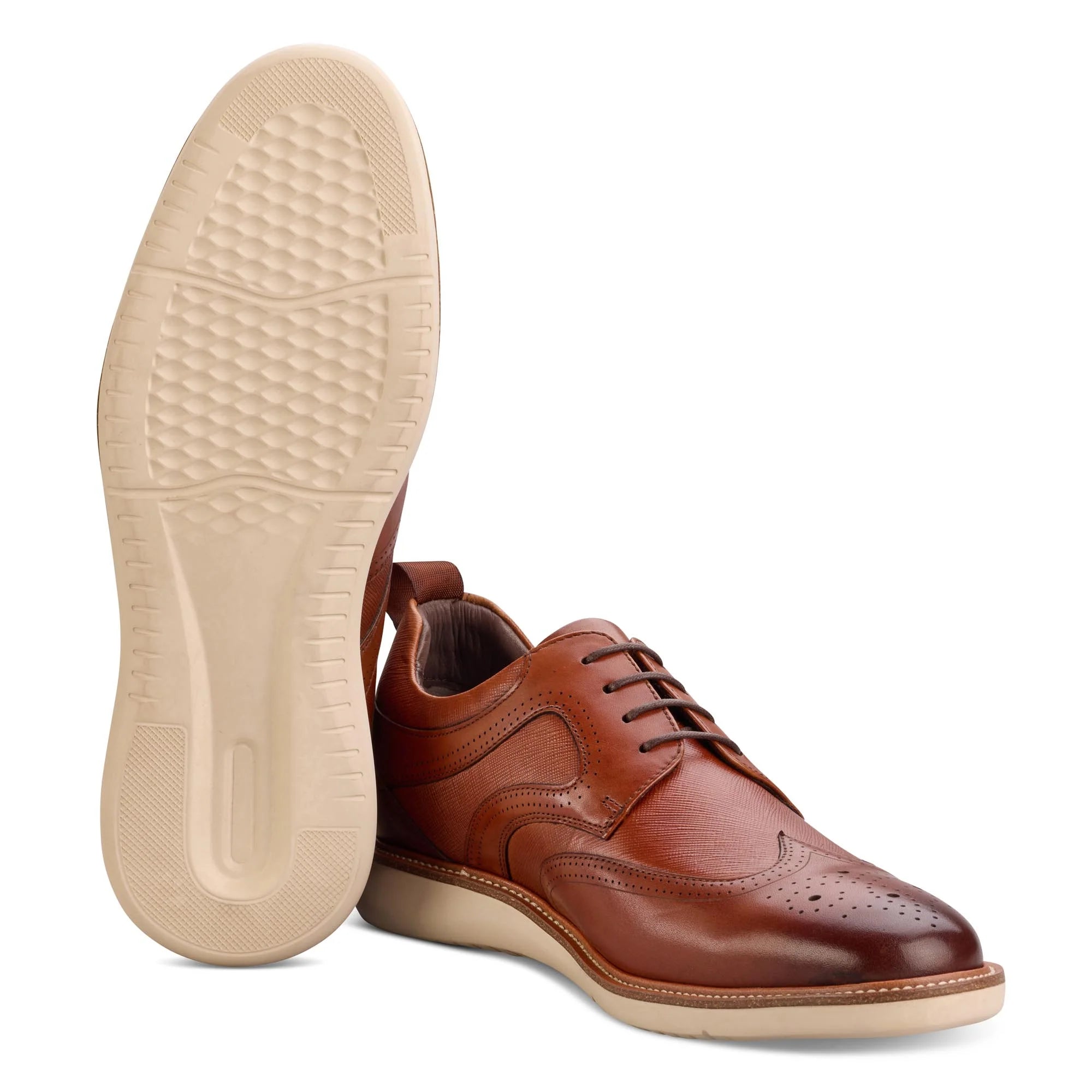 John White Mens Hopkins Tan Derby Shoes - Barucci