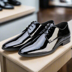 Men's Ivy Black Derby Shoes - Barucci