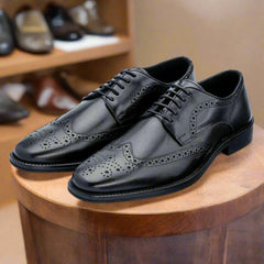 John White Mens Black Jermyn Derby Shoes - Barucci