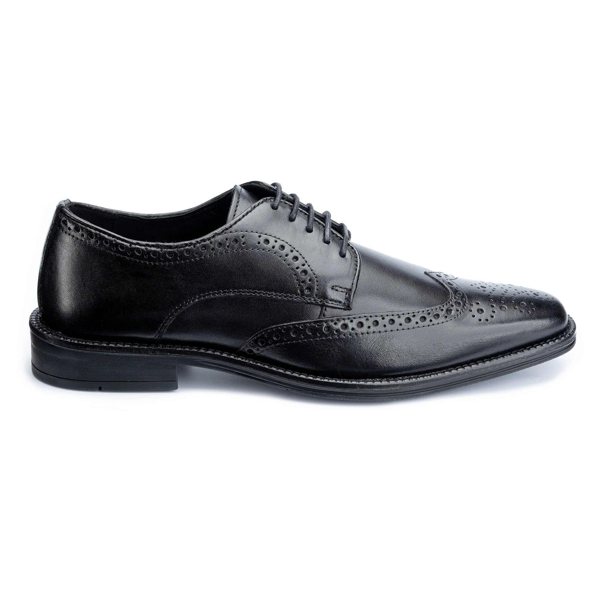 John White Mens Black Jermyn Derby Shoes - Barucci