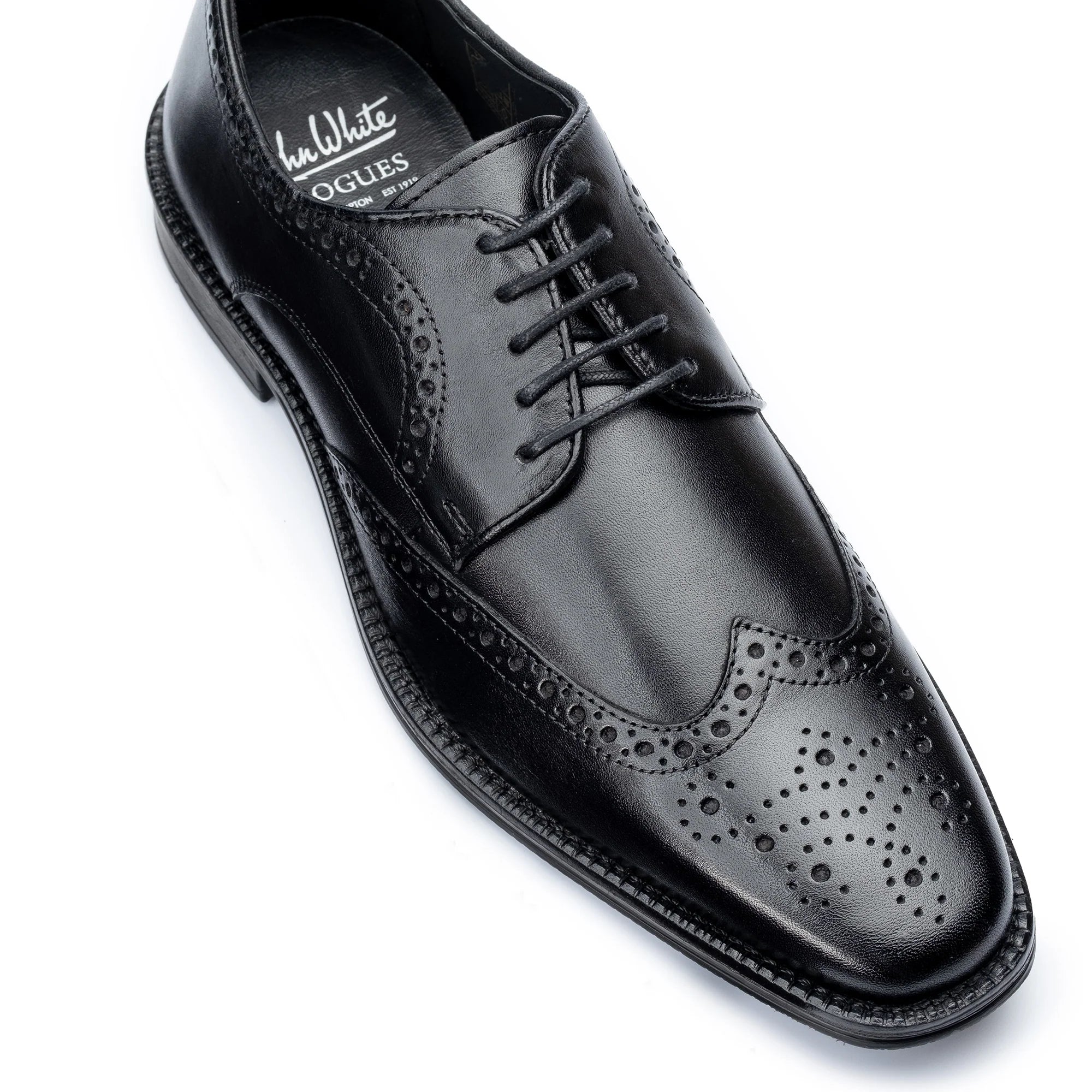 John White Mens Black Jermyn Derby Shoes - Barucci
