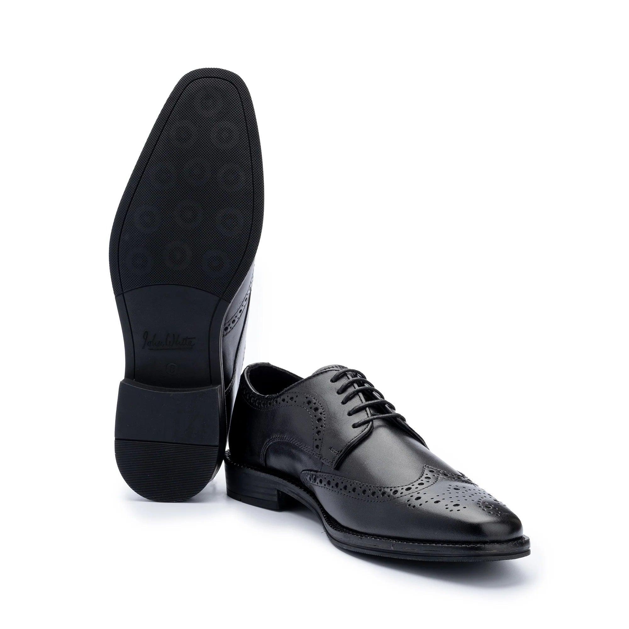 John White Mens Black Jermyn Derby Shoes - Barucci