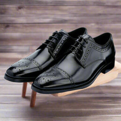 John White Mens Black Lucan Semi-Brogues Shoes - Barucci