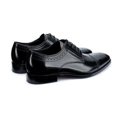 John White Mens Black Lucan Semi-Brogues Shoes - Barucci