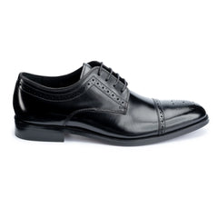 John White Mens Black Lucan Semi-Brogues Shoes - Barucci