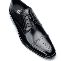 John White Mens Black Lucan Semi-Brogues Shoes - Barucci