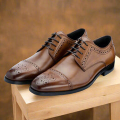 John White Mens Brown Lucan Semi-Brogues Shoes - Barucci