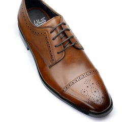 John White Mens Brown Lucan Semi-Brogues Shoes - Barucci