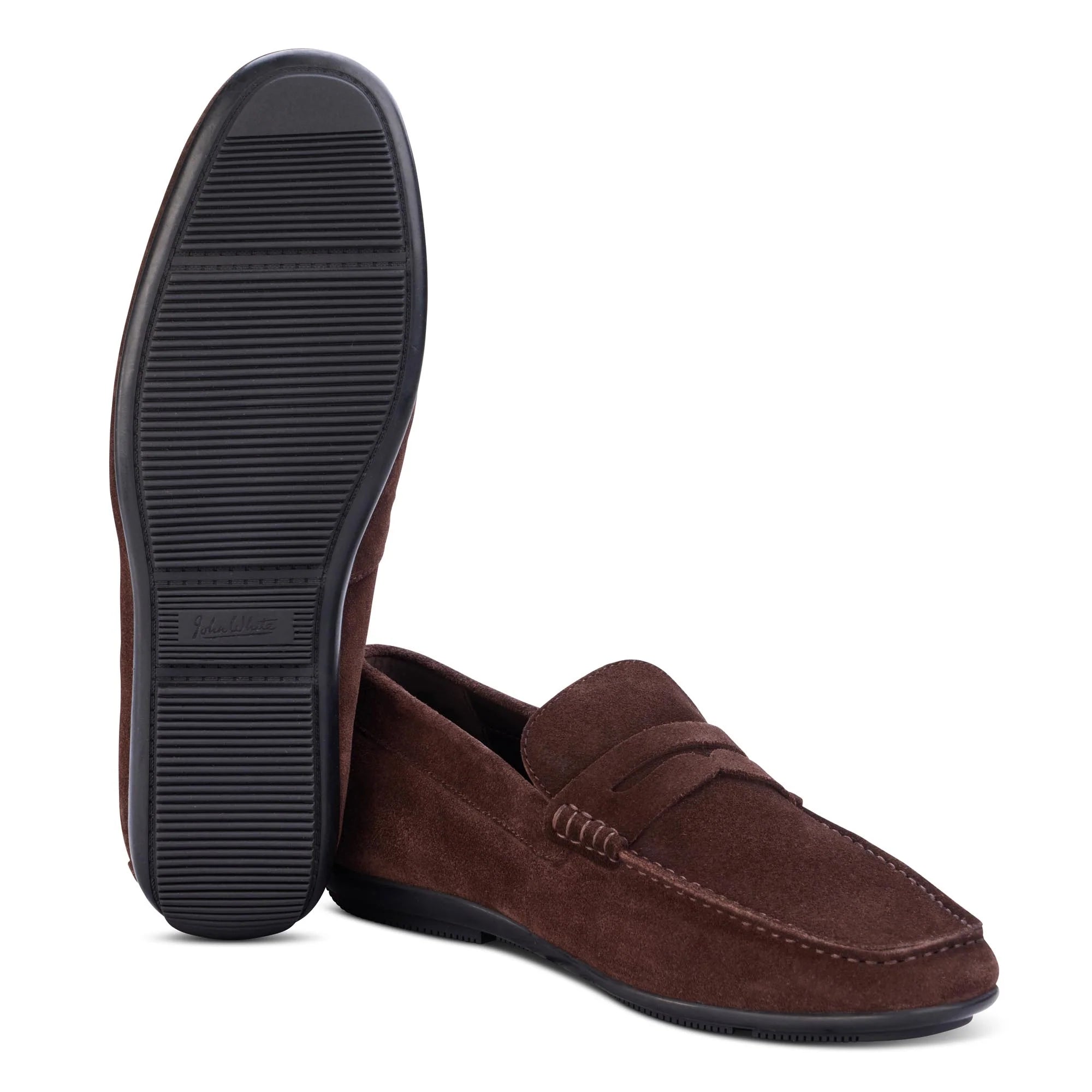 John White Mens McQueen Driving Brown Moccasins - Barucci