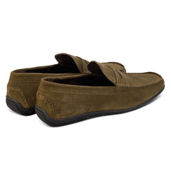 John White Mens McQueen Driving Green Moccasins - Barucci