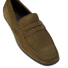 John White Mens McQueen Driving Green Moccasins - Barucci