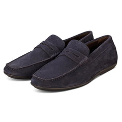 John White Mens McQueen Driving Navy Moccasins - Barucci