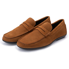 John White Mens McQueen Driving Tan Moccasins - Barucci