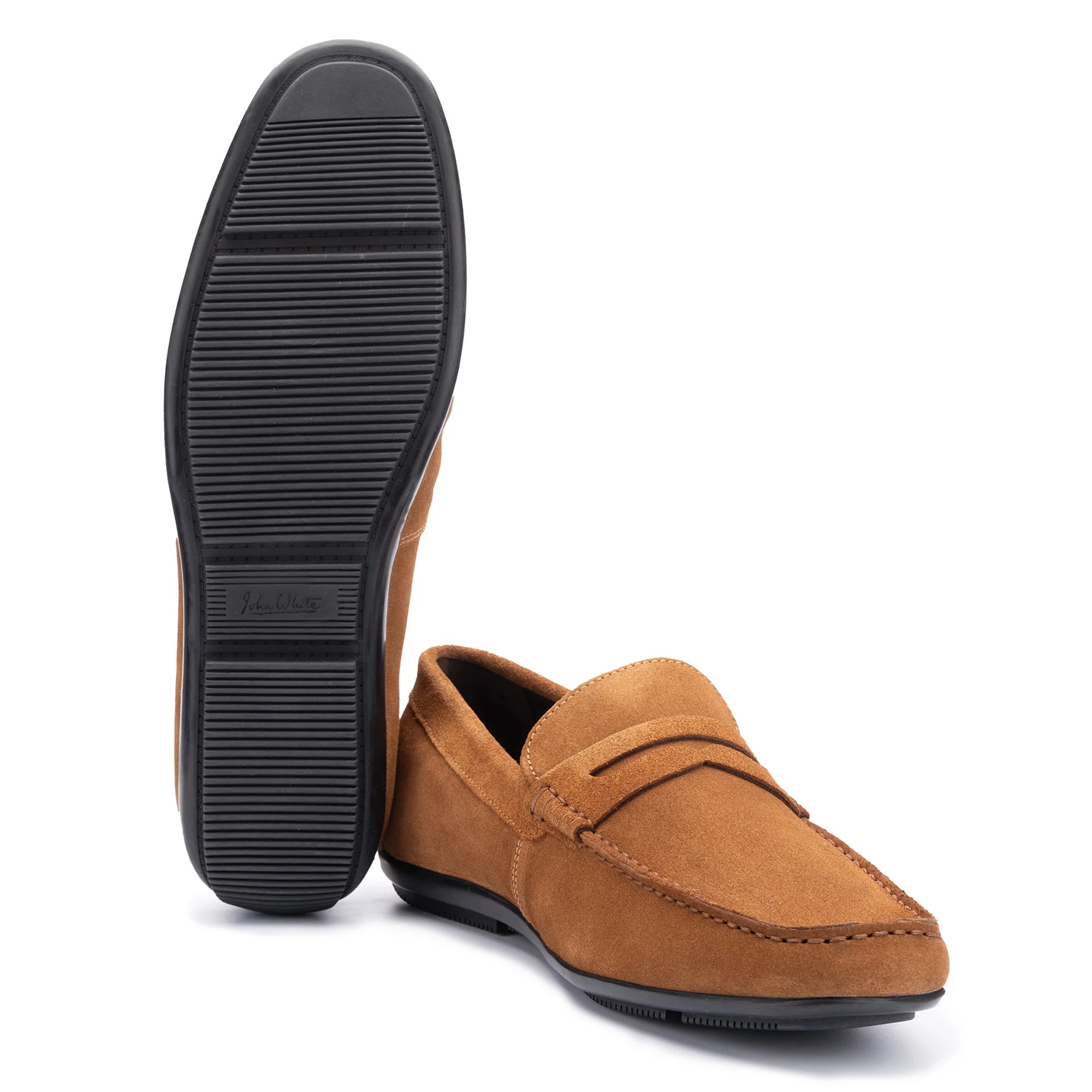 John White Mens McQueen Driving Tan Moccasins - Barucci