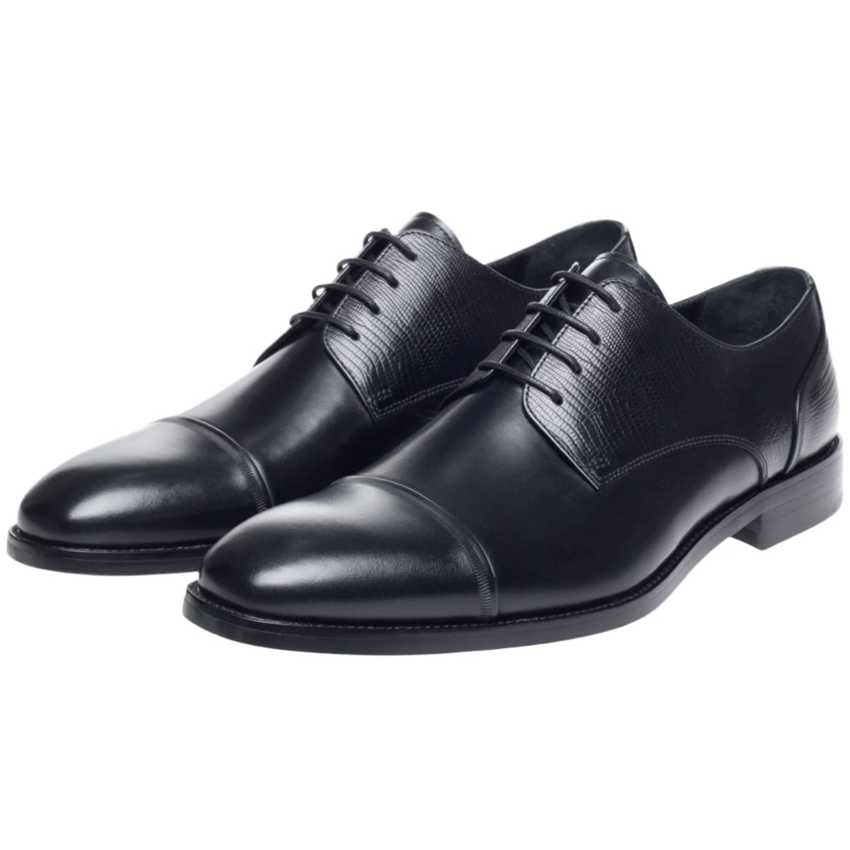 John White Mens Melton Black Derby Shoes - Barucci