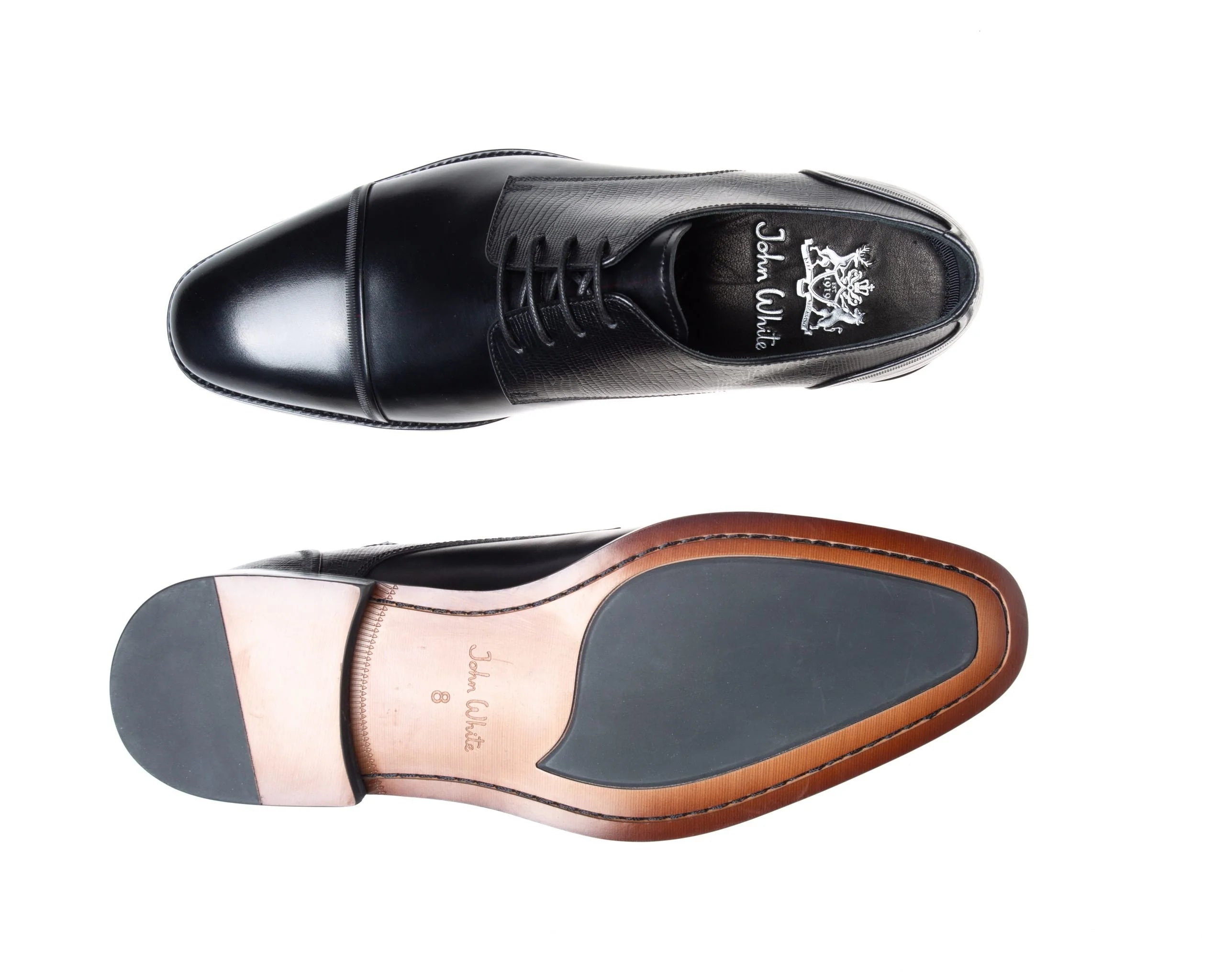 John White Mens Melton Black Derby Shoes - Barucci