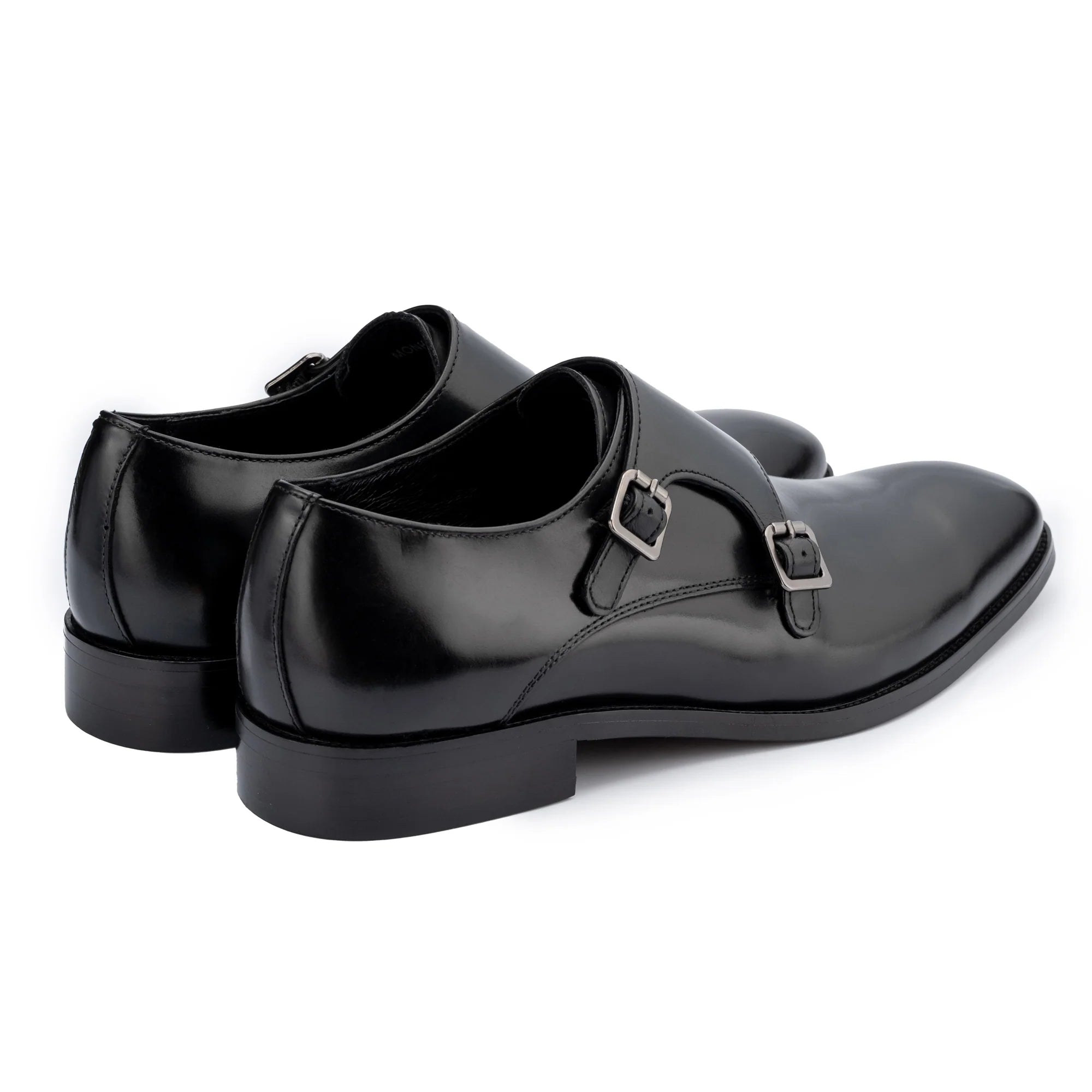 Men's Black Monkton Double Monk Shoes - Barucci