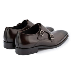 Men's Brown Monkton Double Monk Shoes - Barucci