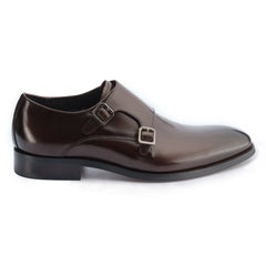 Men's Brown Monkton Double Monk Shoes - Barucci