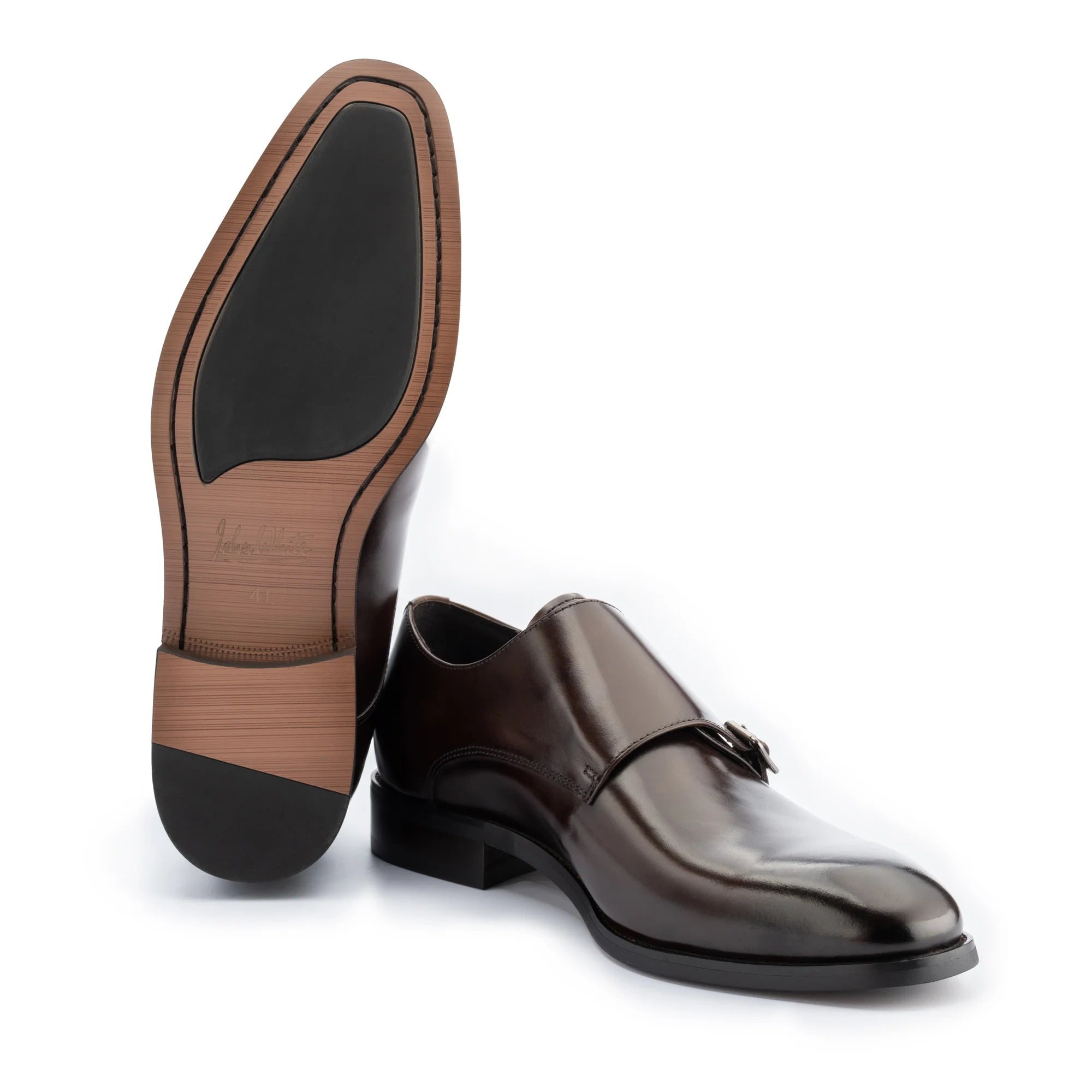 Men's Brown Monkton Double Monk Shoes - Barucci