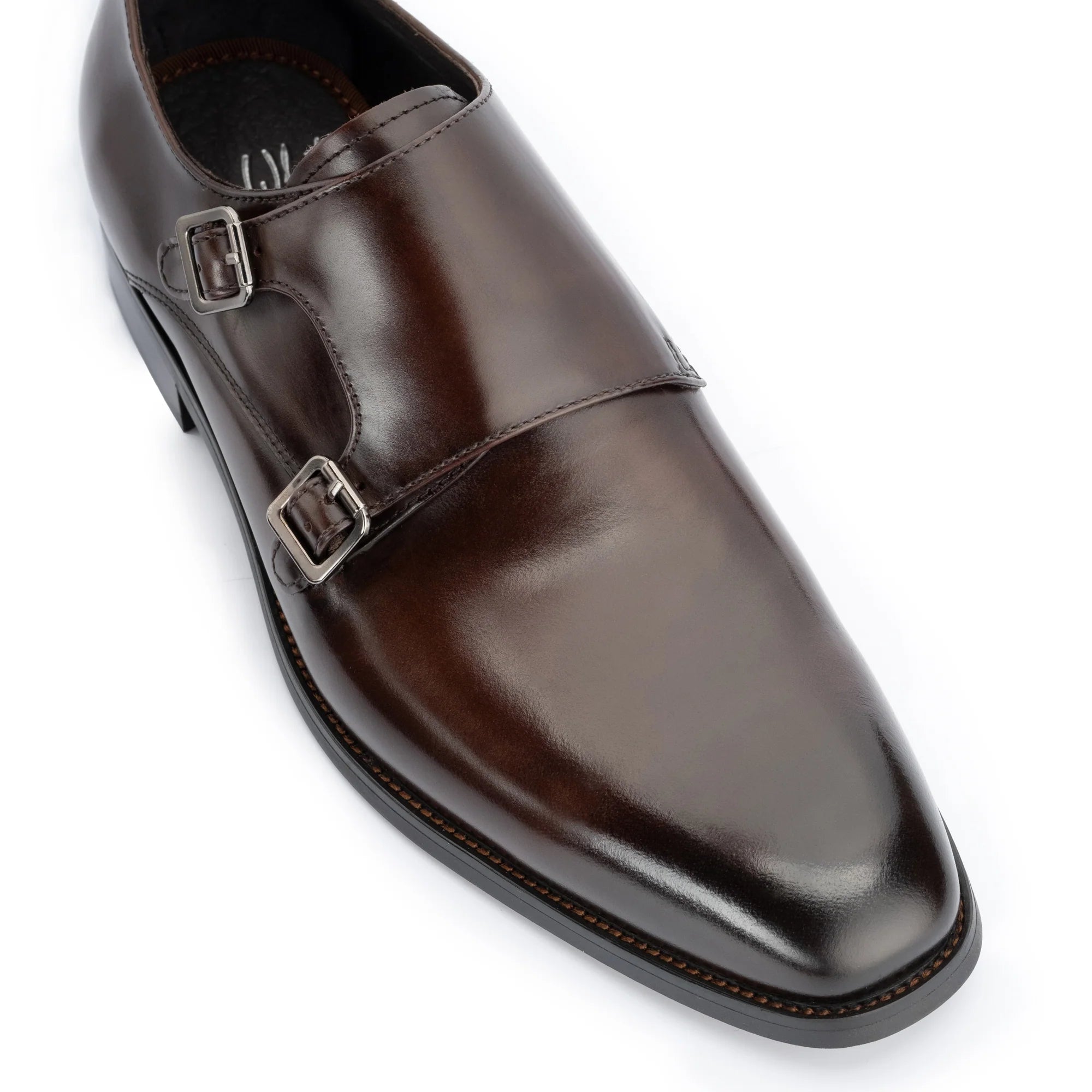 Men's Brown Monkton Double Monk Shoes - Barucci