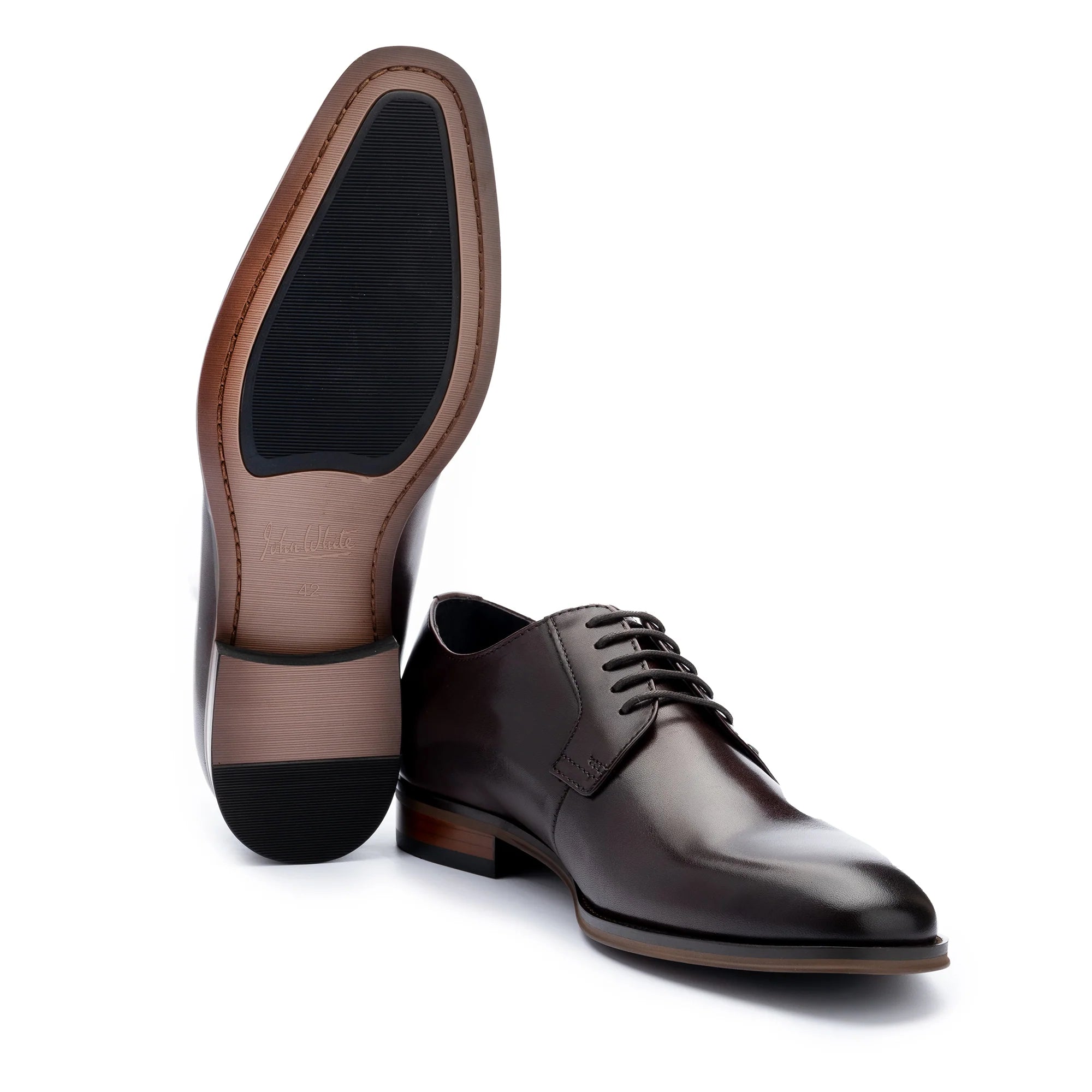 John White Mens Mumford Brown Derby Shoes - Barucci