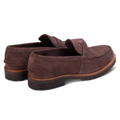 John White Mens Oxburgh Brown Suede Penny Loafer - Barucci