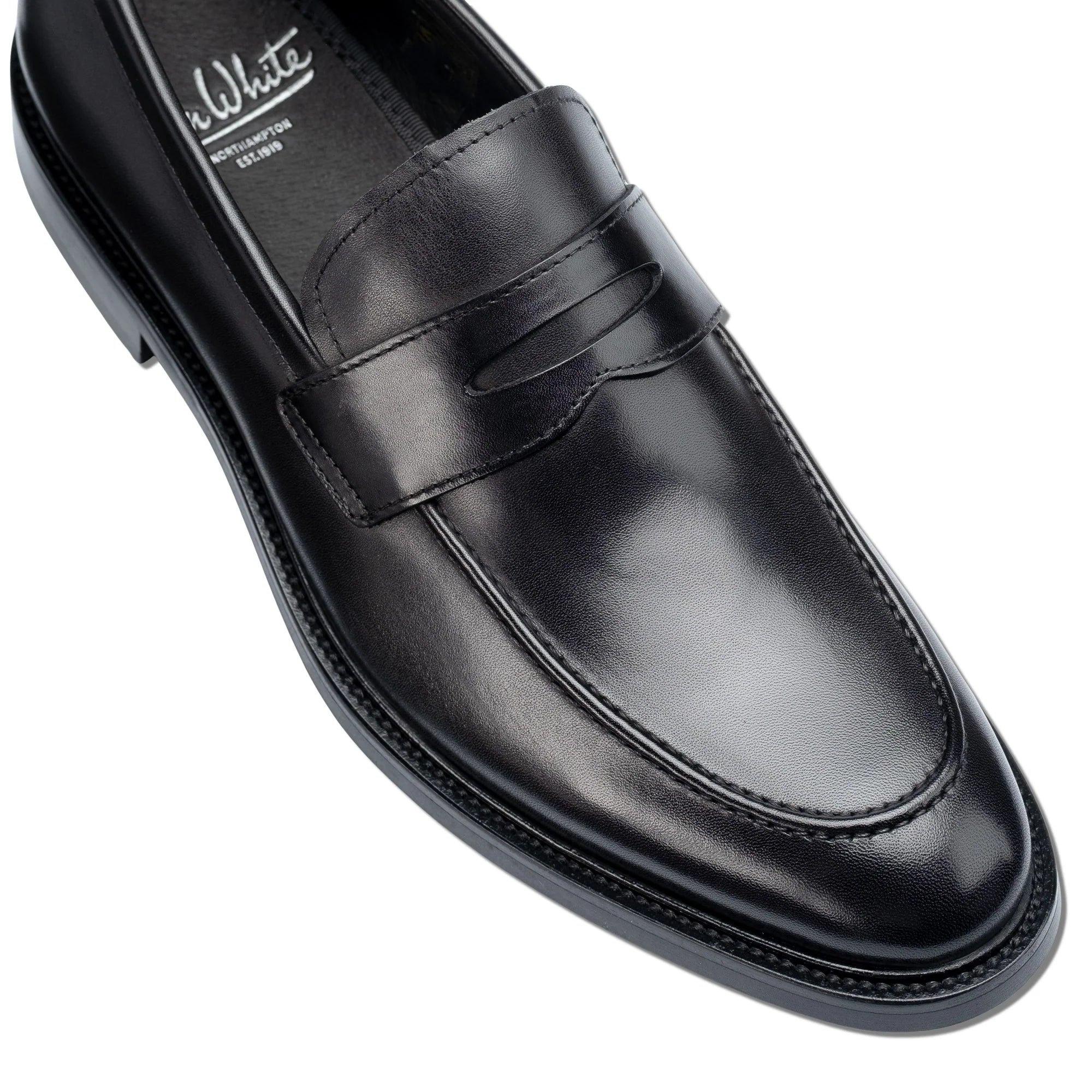 John White Mens Black Banff Penny Loafer - Barucci