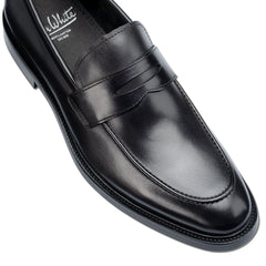 John White Mens Black Banff Penny Loafer - Barucci