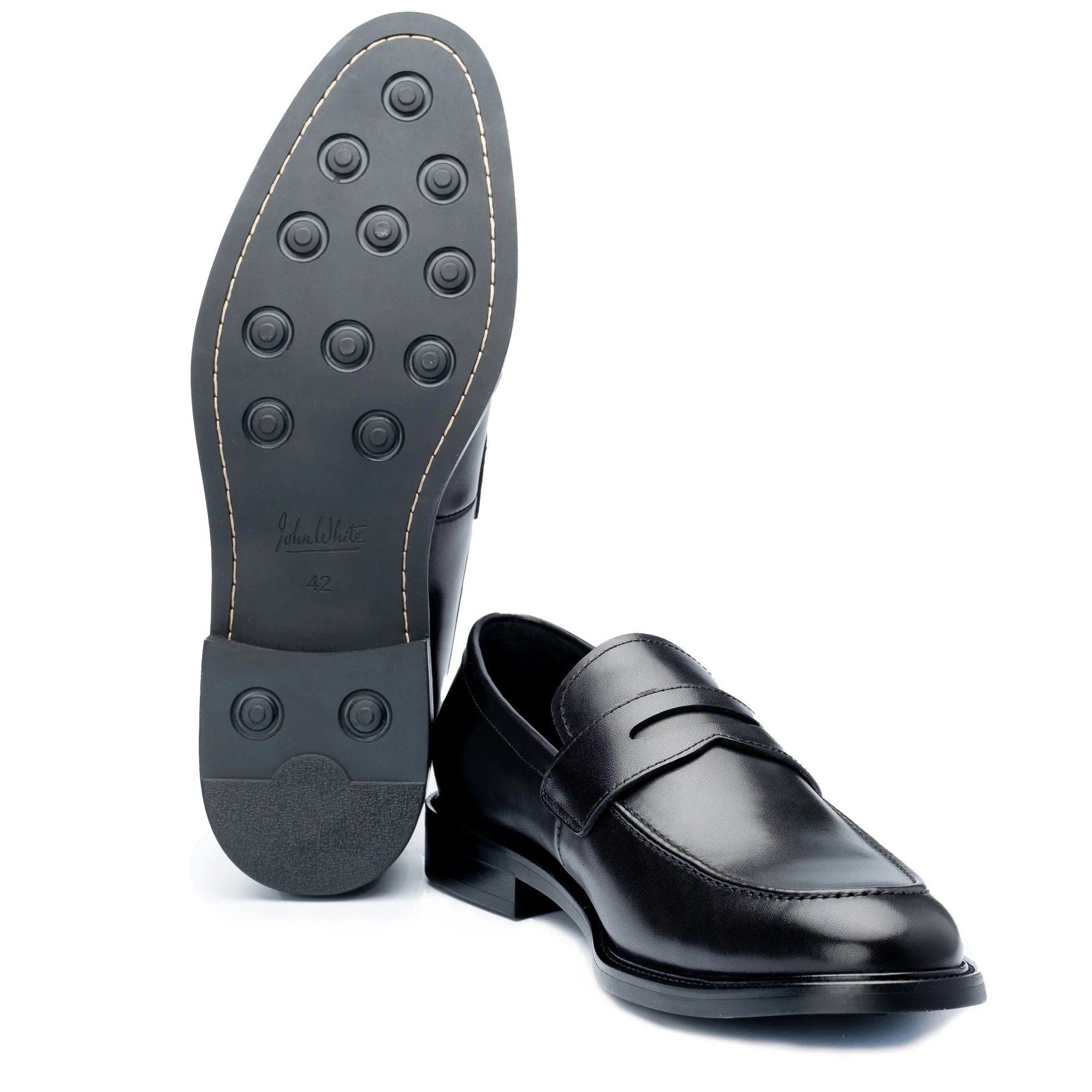 John White Mens Black Banff Penny Loafer - Barucci