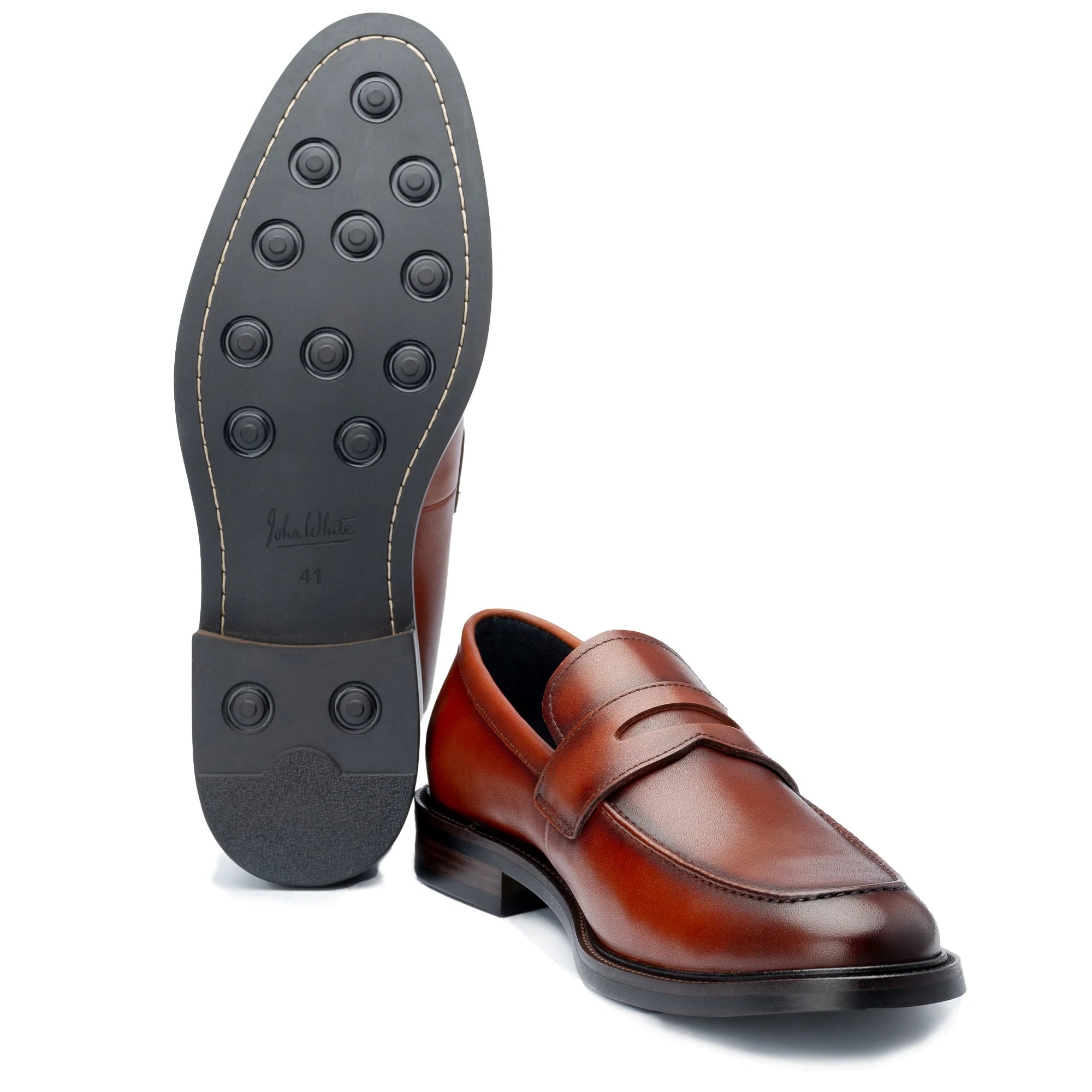 John White Mens Brown Banff Penny Loafer - Barucci
