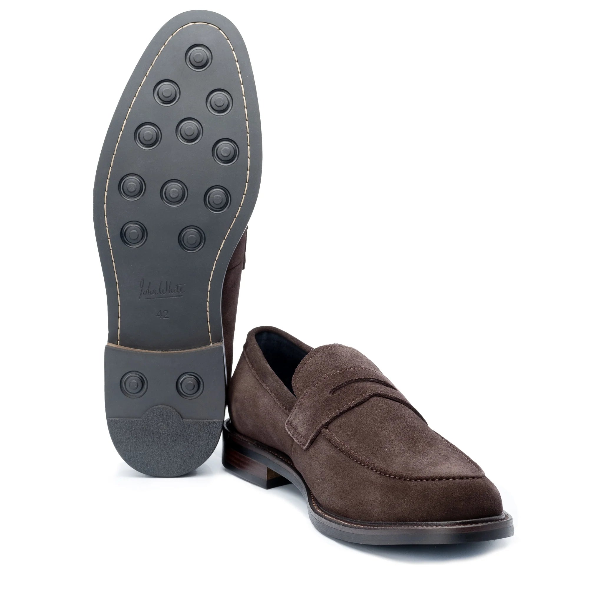 John White Mens Brown Suede Banff Penny Loafer - Barucci