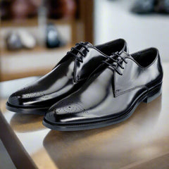 Men's Romsey Derby Black Shoes - Barucci