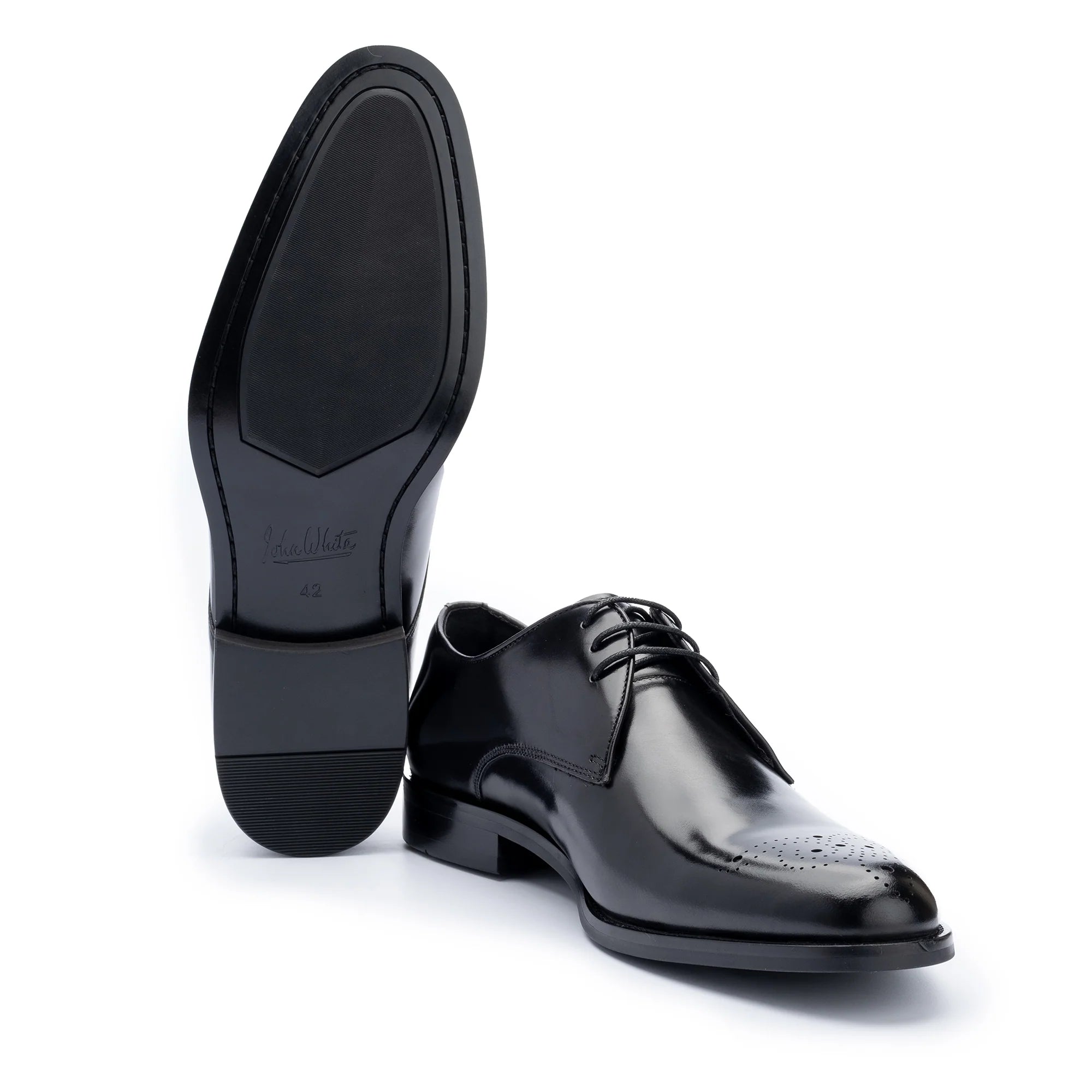 Men's Romsey Derby Black Shoes - Barucci