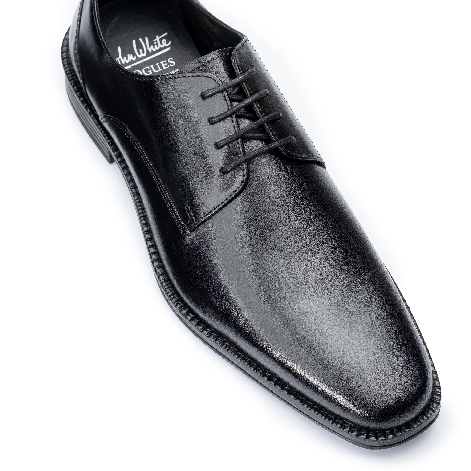 John White Mens Black Rudd Derby Shoes - Barucci