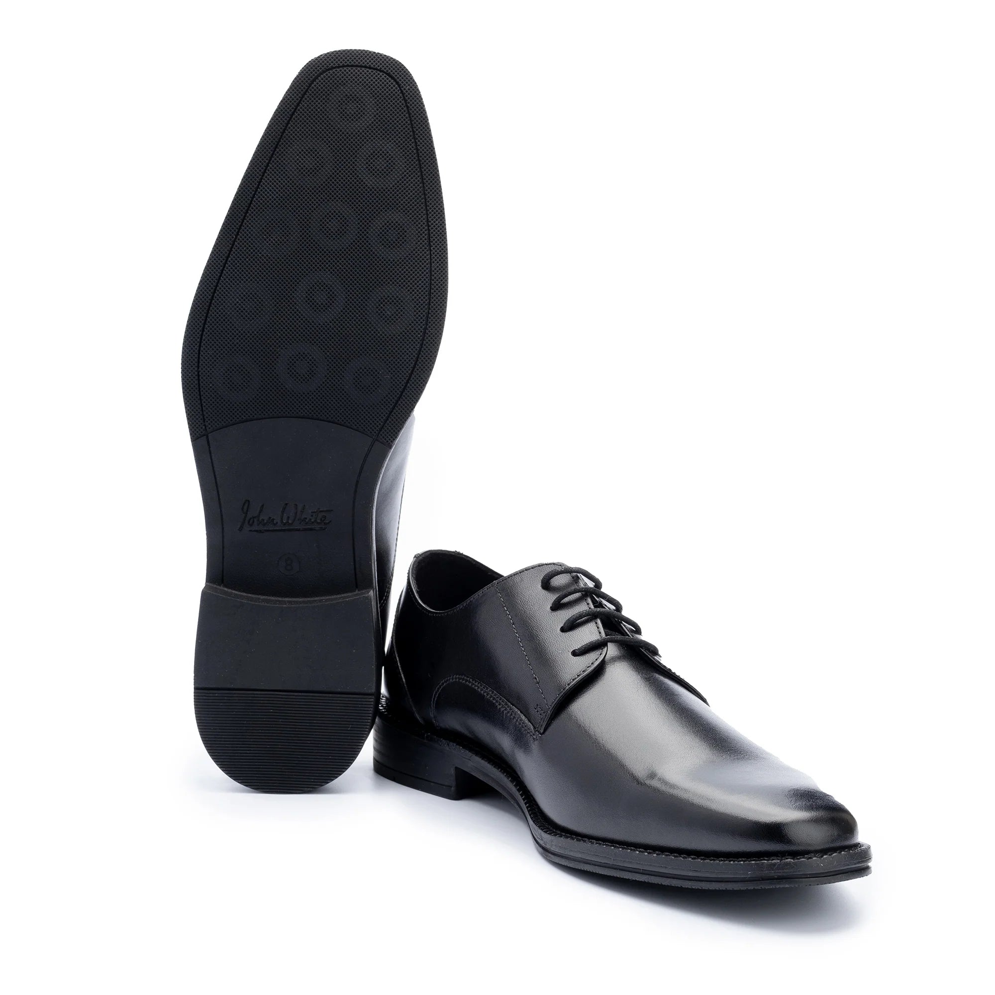 John White Mens Black Rudd Derby Shoes - Barucci