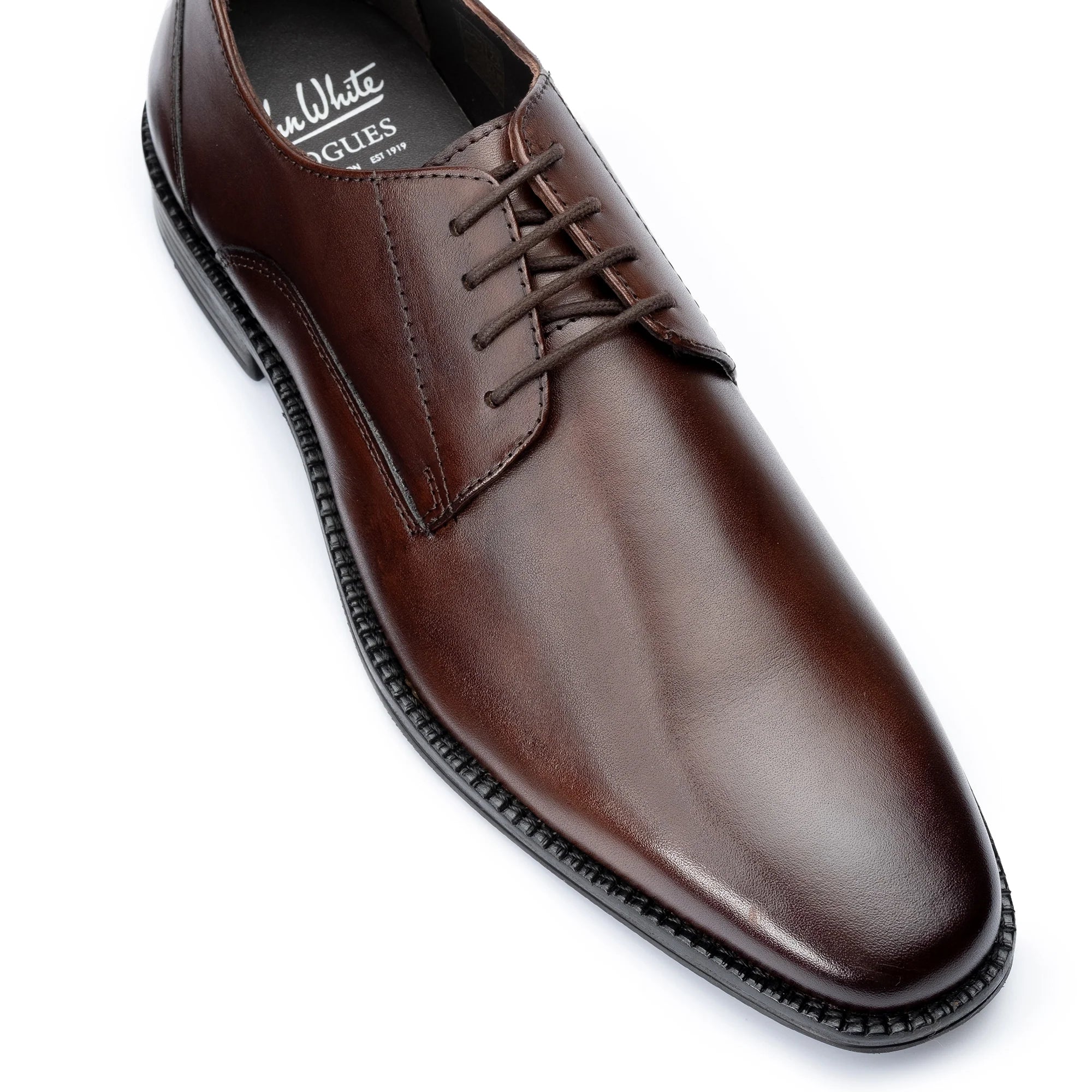 John White Mens Brown Rudd Derby Shoes - Barucci