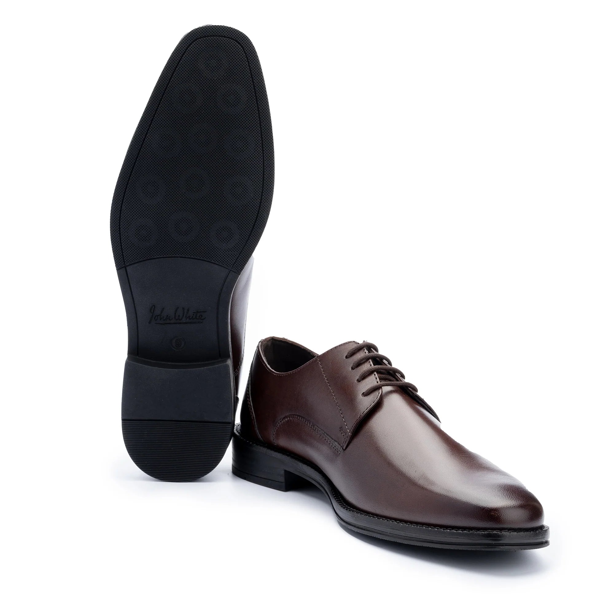 John White Mens Brown Rudd Derby Shoes - Barucci