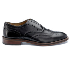 John White Mens Black Rutland Brogue Oxford Shoes - Barucci