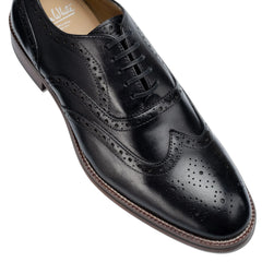 John White Mens Black Rutland Brogue Oxford Shoes - Barucci