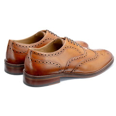 John White Mens Tan Rutland Brogue Oxford Shoes - Barucci