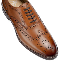 John White Mens Tan Rutland Brogue Oxford Shoes - Barucci