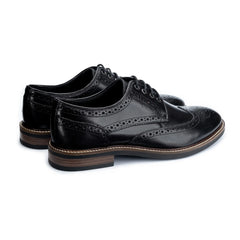 John White Mens Black Stokes Brogue Derby Shoes - Barucci