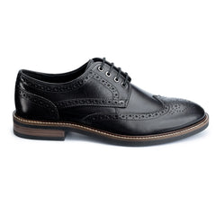 John White Mens Black Stokes Brogue Derby Shoes - Barucci