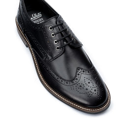 John White Mens Black Stokes Brogue Derby Shoes - Barucci