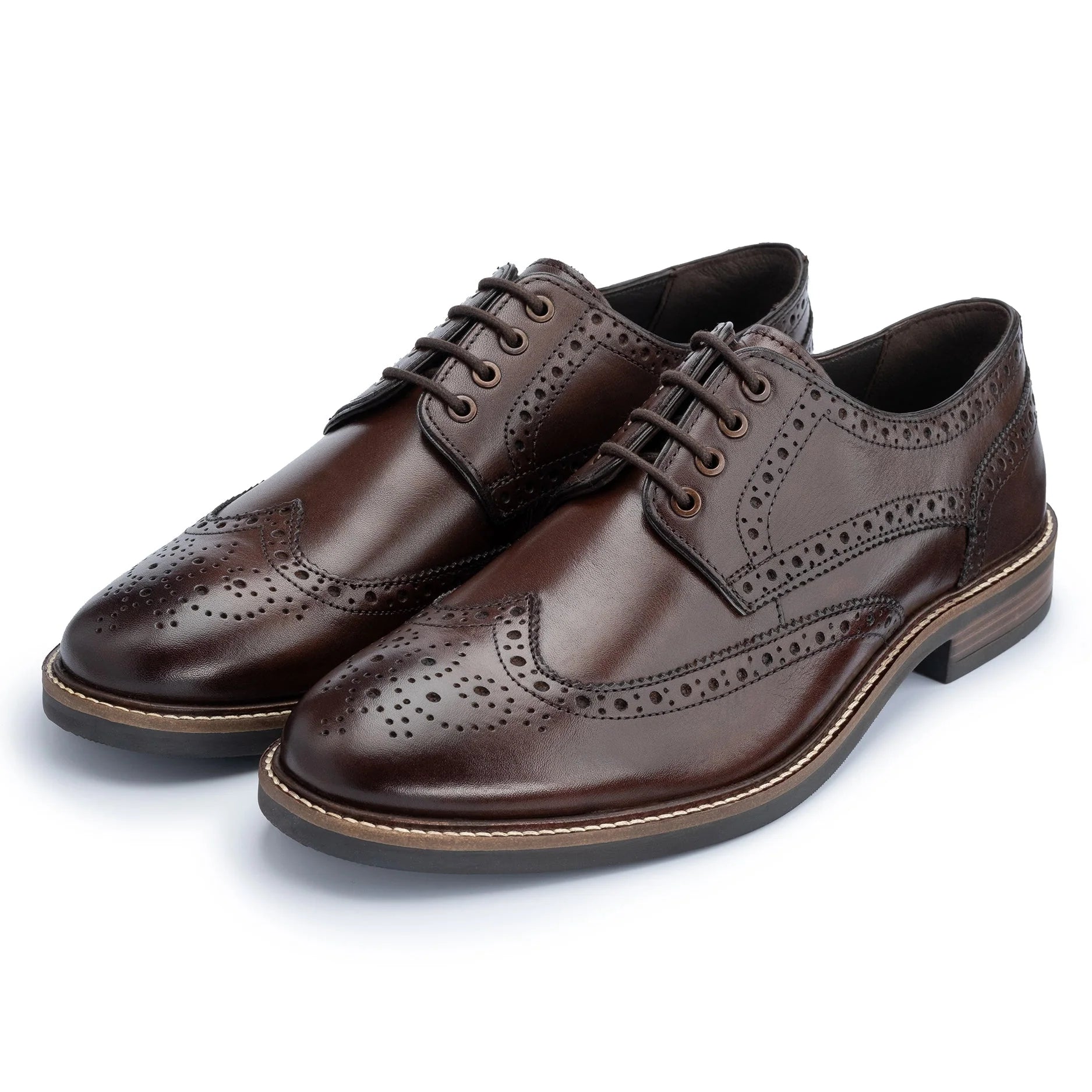 John White Mens Brown Stokes Brogue Derby Shoes - Barucci