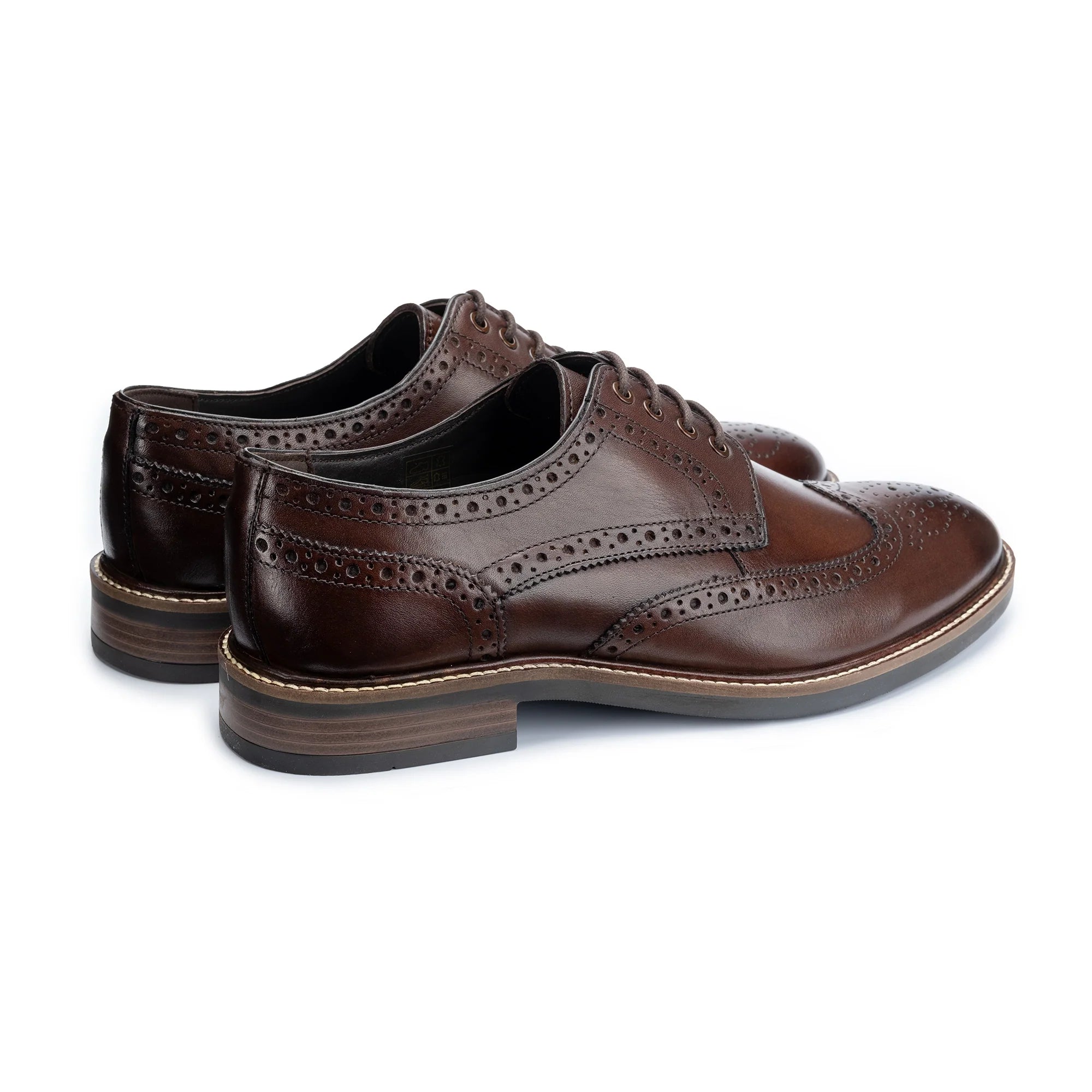 John White Mens Brown Stokes Brogue Derby Shoes - Barucci